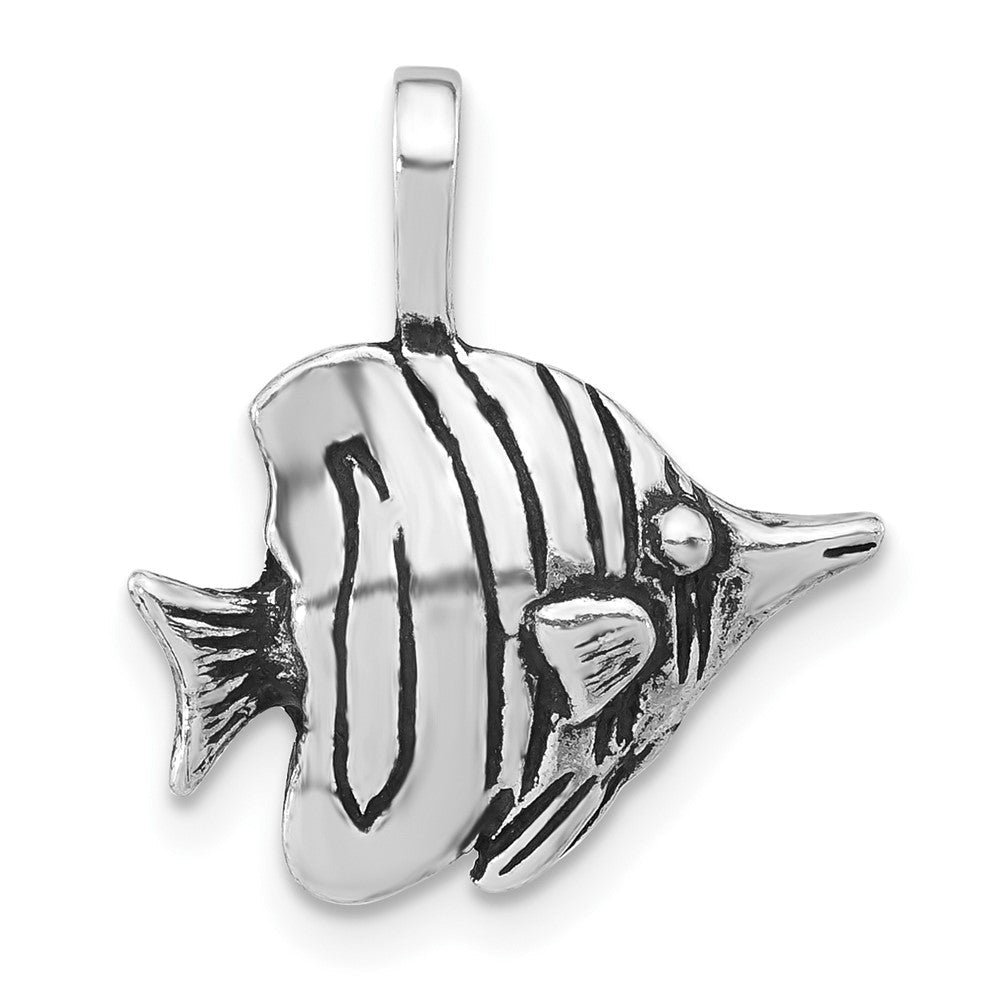 Sterlingsilber Antikisiert & Strukturiert Fisch Kette Anhänger