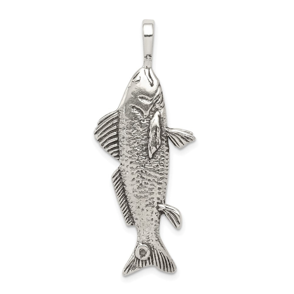 Sterlingsilber Antikisiert & Strukturiert Fisch Anhänger