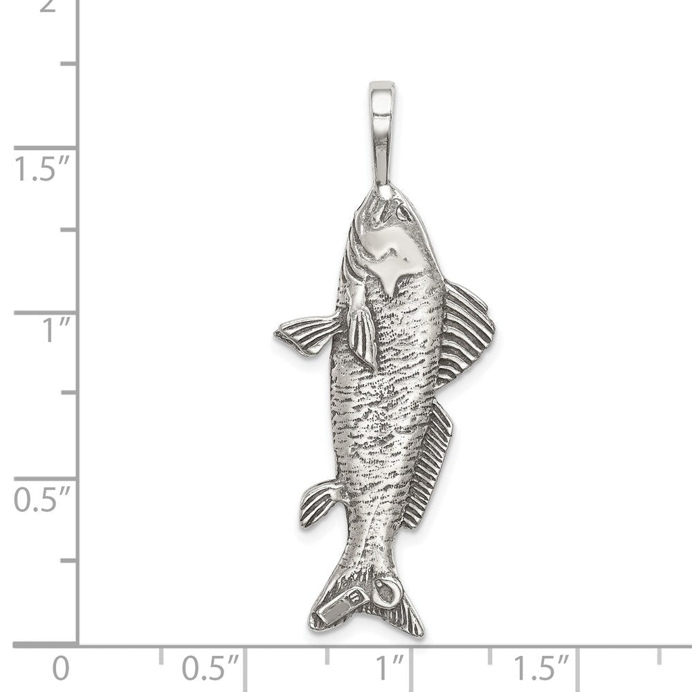 Sterlingsilber Antikisiert & Strukturiert Fisch Anhänger