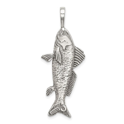Sterlingsilber Antikisiert & Strukturiert Fisch Anhänger