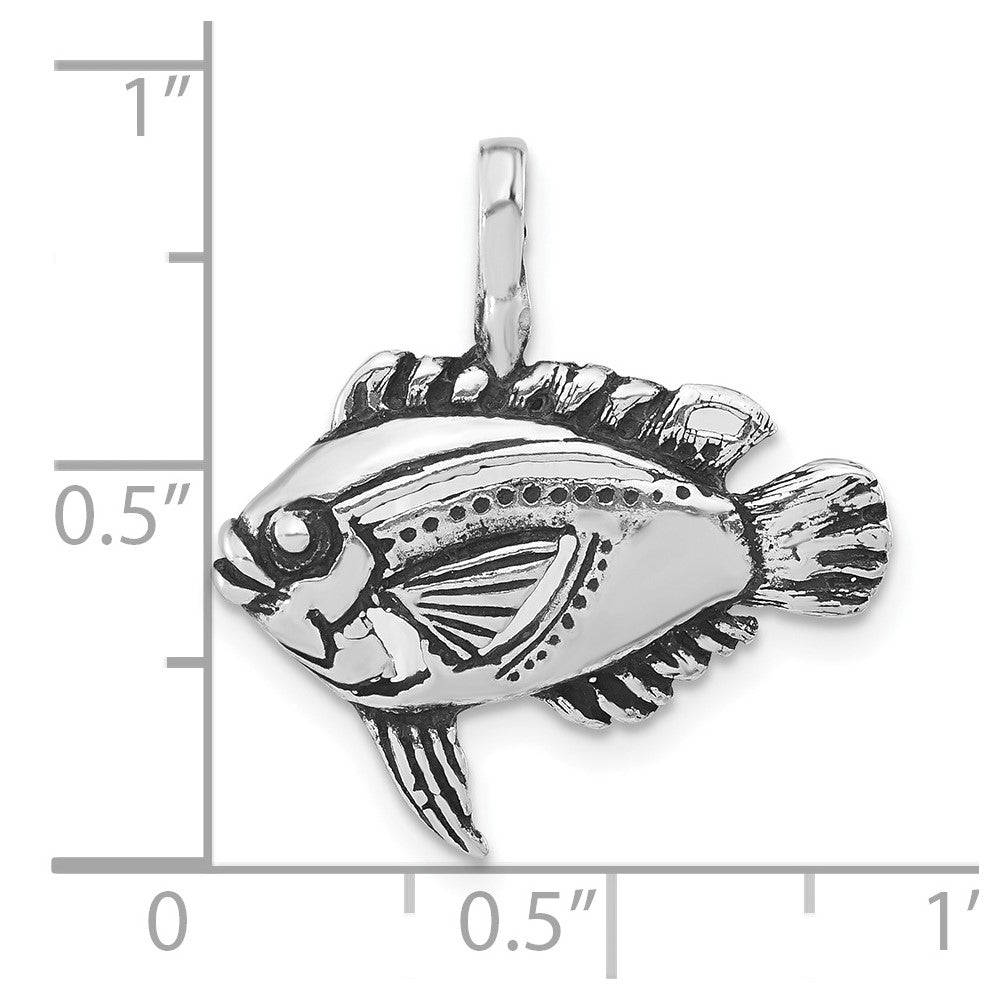 Sterlingsilber Antikisiert & Strukturiert Fisch Anhänger