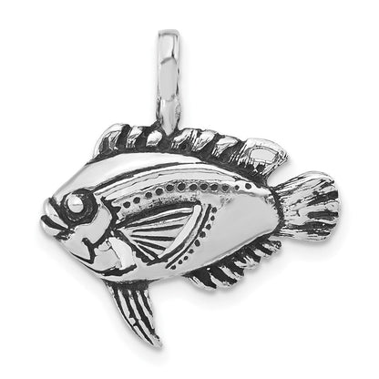 Sterlingsilber Antikisiert & Strukturiert Fisch Anhänger