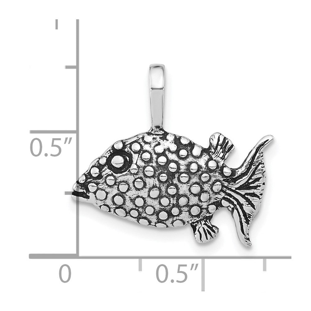 Sterlingsilber Antikisiert & Strukturiert Blowfish Anhänger
