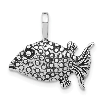Sterlingsilber Antikisiert & Strukturiert Blowfish Anhänger