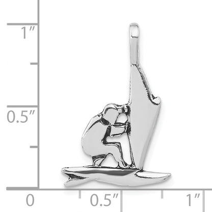 Sterlingsilber Poliert & Antikisiert Windsurfer Kette Anhänger