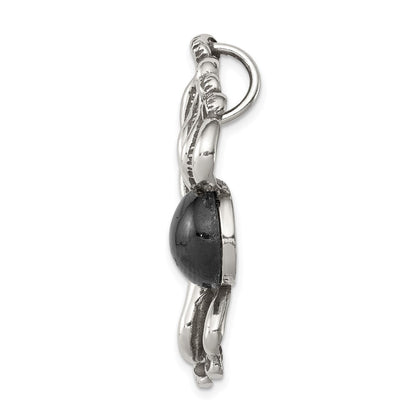 Sterlingsilber Antikisiert & Strukturiert Octopus mit Rot Stein Kette Anhänger