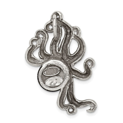 Sterlingsilber Antikisiert & Strukturiert Octopus mit Rot Stein Kette Anhänger