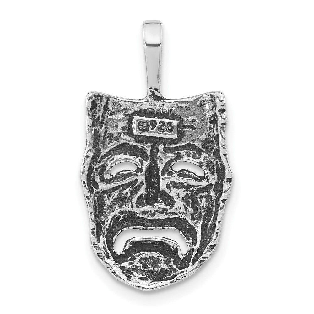 Sterlingsilber Poliert & Antikisiert Sad Face Mask Kette Anhänger