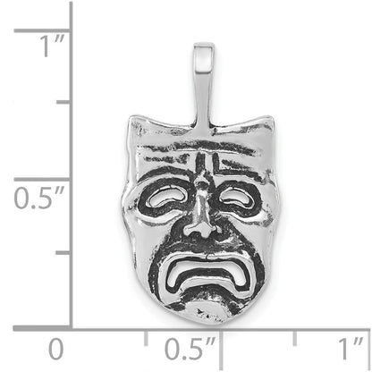 Sterlingsilber Poliert & Antikisiert Sad Face Mask Kette Anhänger