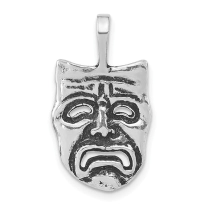 Sterlingsilber Poliert & Antikisiert Sad Face Mask Kette Anhänger