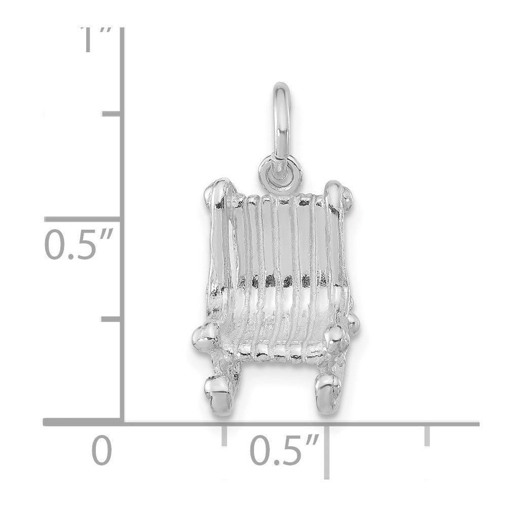 Sterlingsilber 3-d Poliert Rocking Chair Anhänger