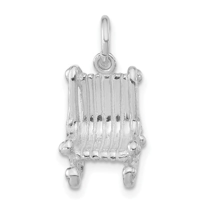 Sterlingsilber 3-d Poliert Rocking Chair Anhänger