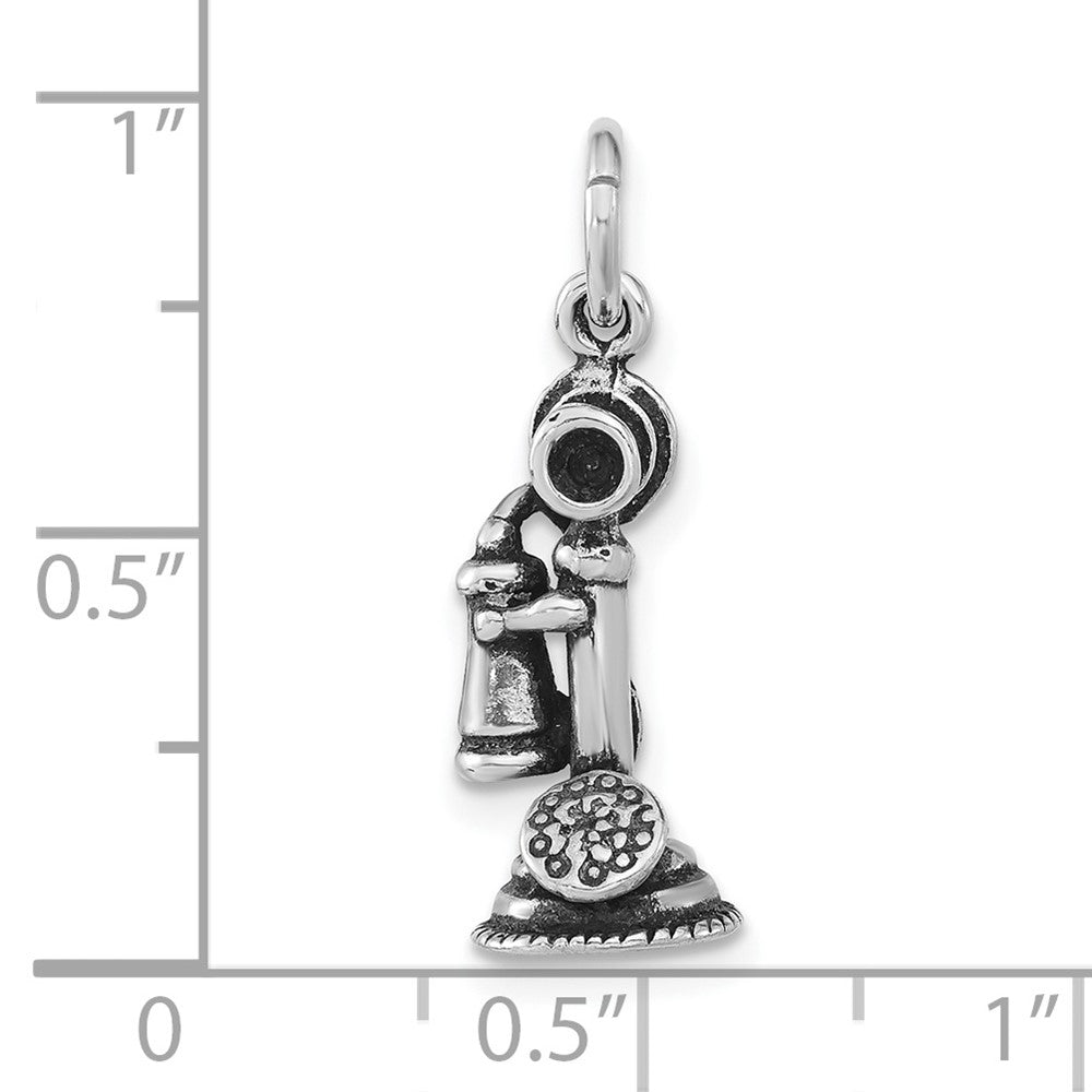 Sterlingsilber 3-d Antikisiert Old Fashioned Phone Anhänger