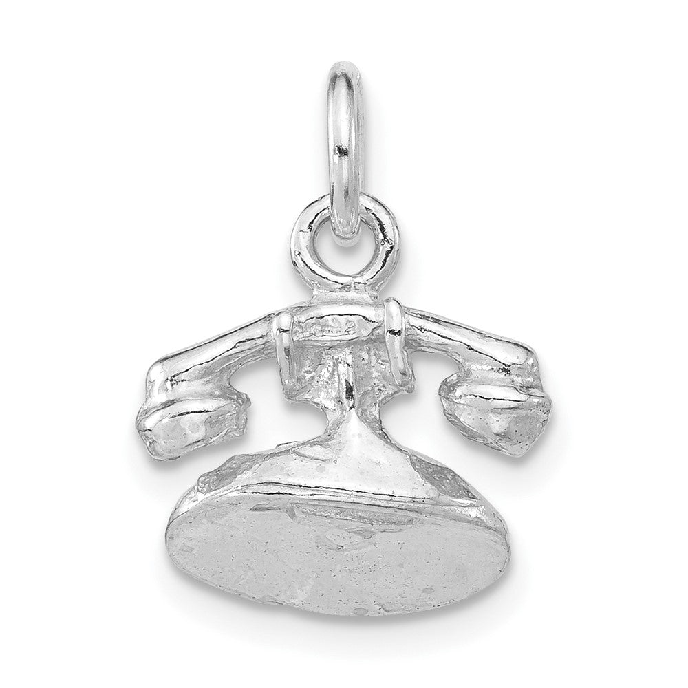 Sterlingsilber Poliert & Strukturiert 3-d Telephone Anhänger
