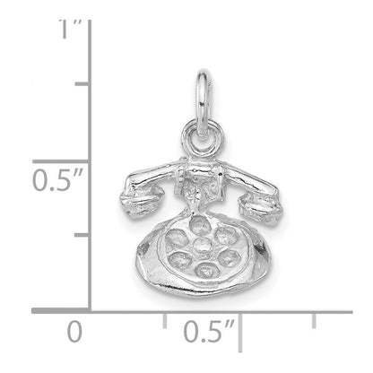 Sterlingsilber Poliert & Strukturiert 3-d Telephone Anhänger