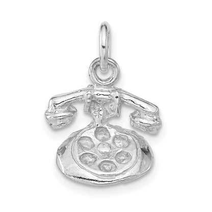 Sterlingsilber Poliert & Strukturiert 3-d Telephone Anhänger