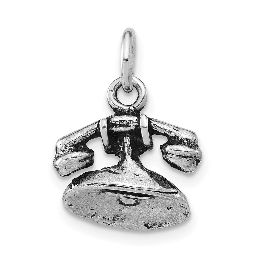 Sterlingsilber Antikisiert & Strukturiert 3-d Telephone Anhänger