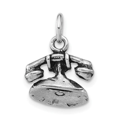Sterlingsilber Antikisiert & Strukturiert 3-d Telephone Anhänger