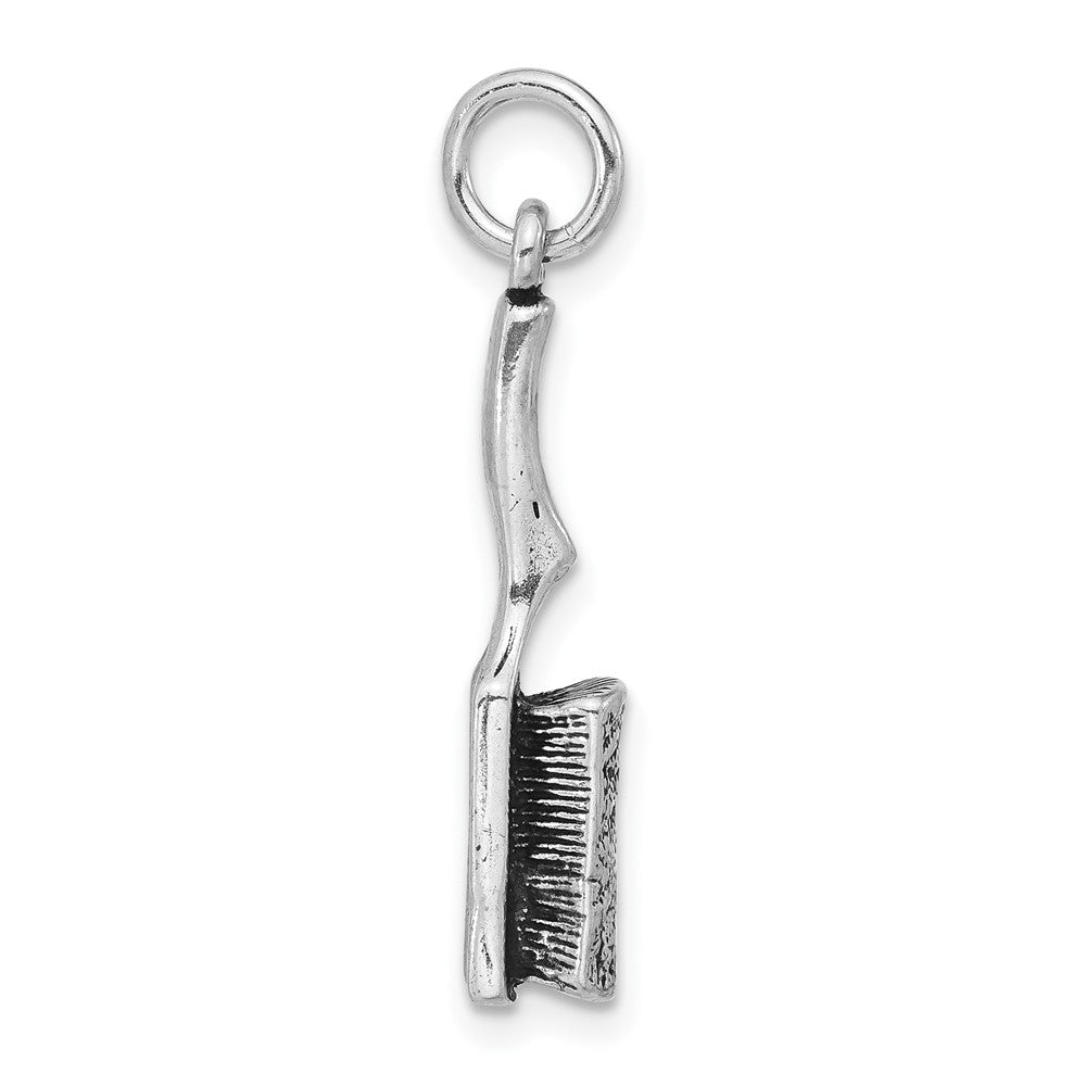 Sterlingsilber 3-d Poliert & Antikisiert Hair Brush Anhänger