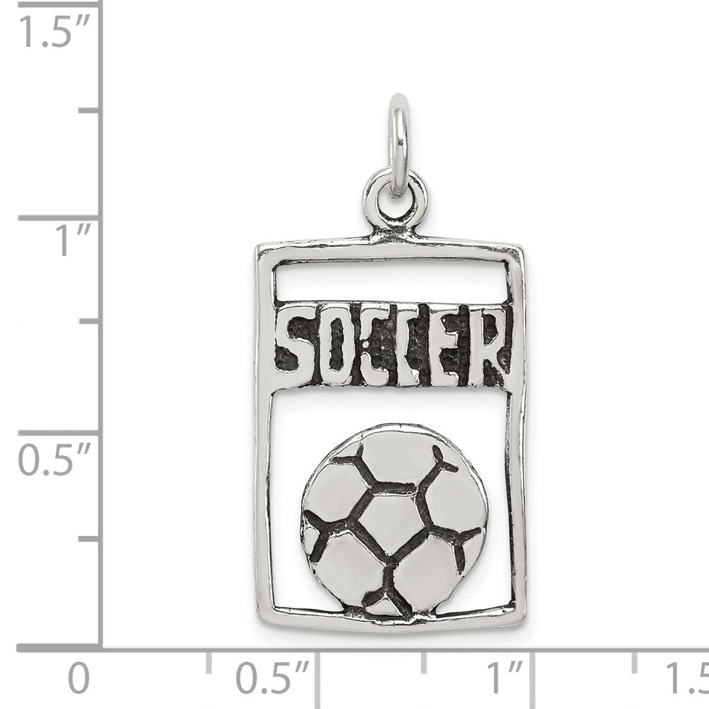 Sterlingsilber Antikisiert Fußball Rechteck Anhänger
