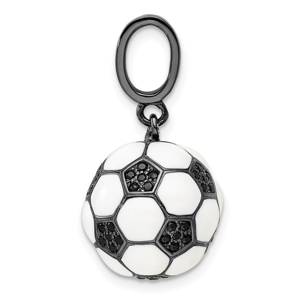 Sterlingsilber Rhodiniert & Zirkonia 3d Fußball Kugel Anhänger