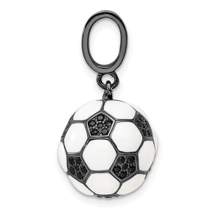 Sterlingsilber Rhodiniert & Zirkonia 3d Fußball Kugel Anhänger