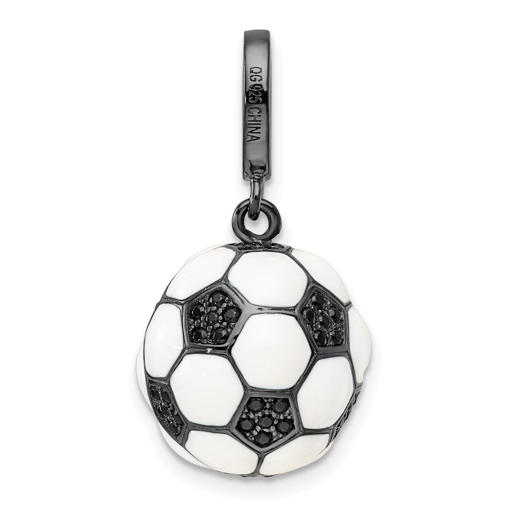 Sterlingsilber Rhodiniert & Zirkonia 3d Fußball Kugel Anhänger