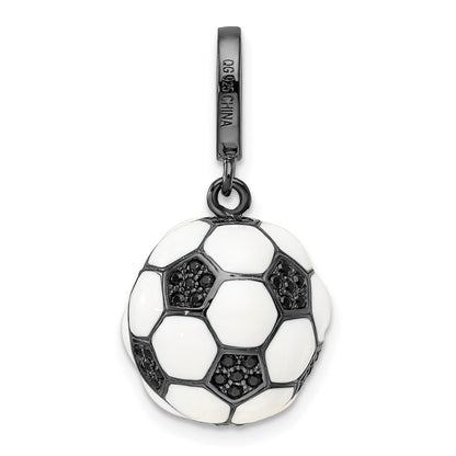 Sterlingsilber Rhodiniert & Zirkonia 3d Fußball Kugel Anhänger