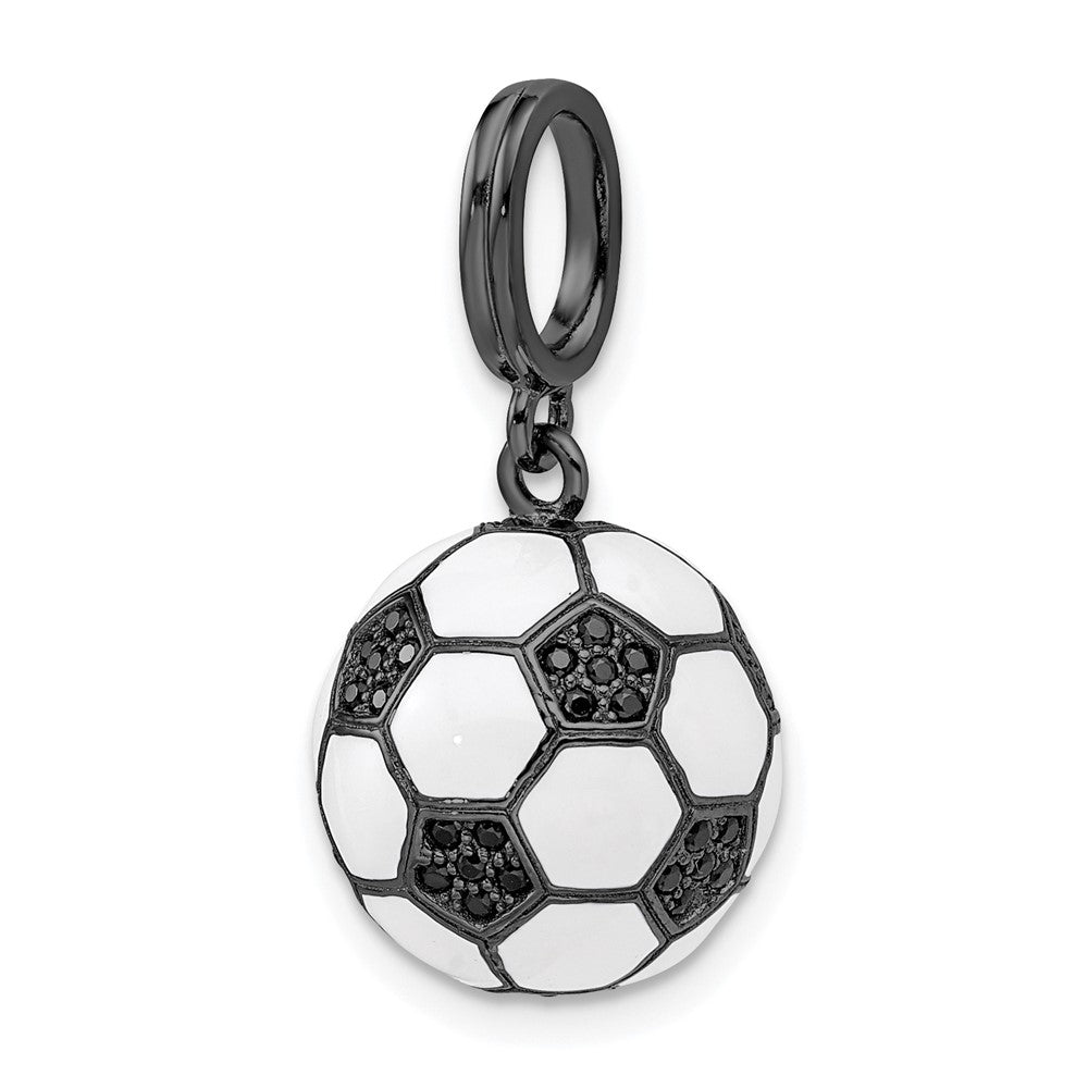 Sterlingsilber Rhodiniert & Zirkonia 3d Fußball Kugel Anhänger