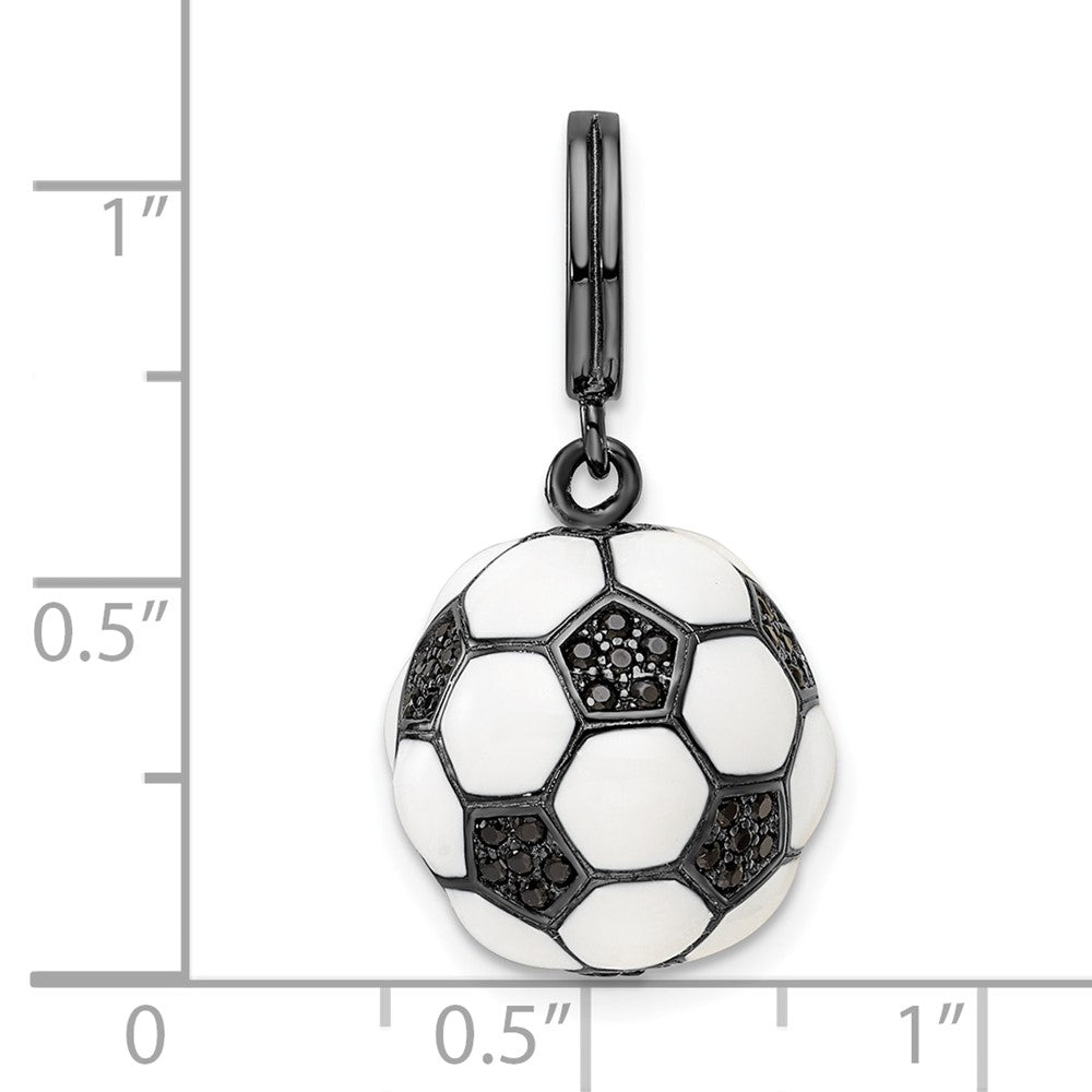 Sterlingsilber Rhodiniert & Zirkonia 3d Fußball Kugel Anhänger