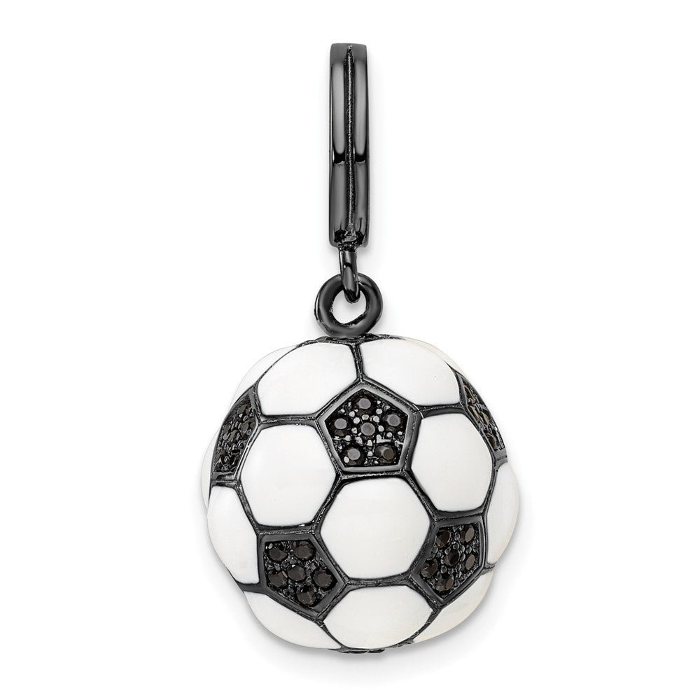 Sterlingsilber Rhodiniert & Zirkonia 3d Fußball Kugel Anhänger