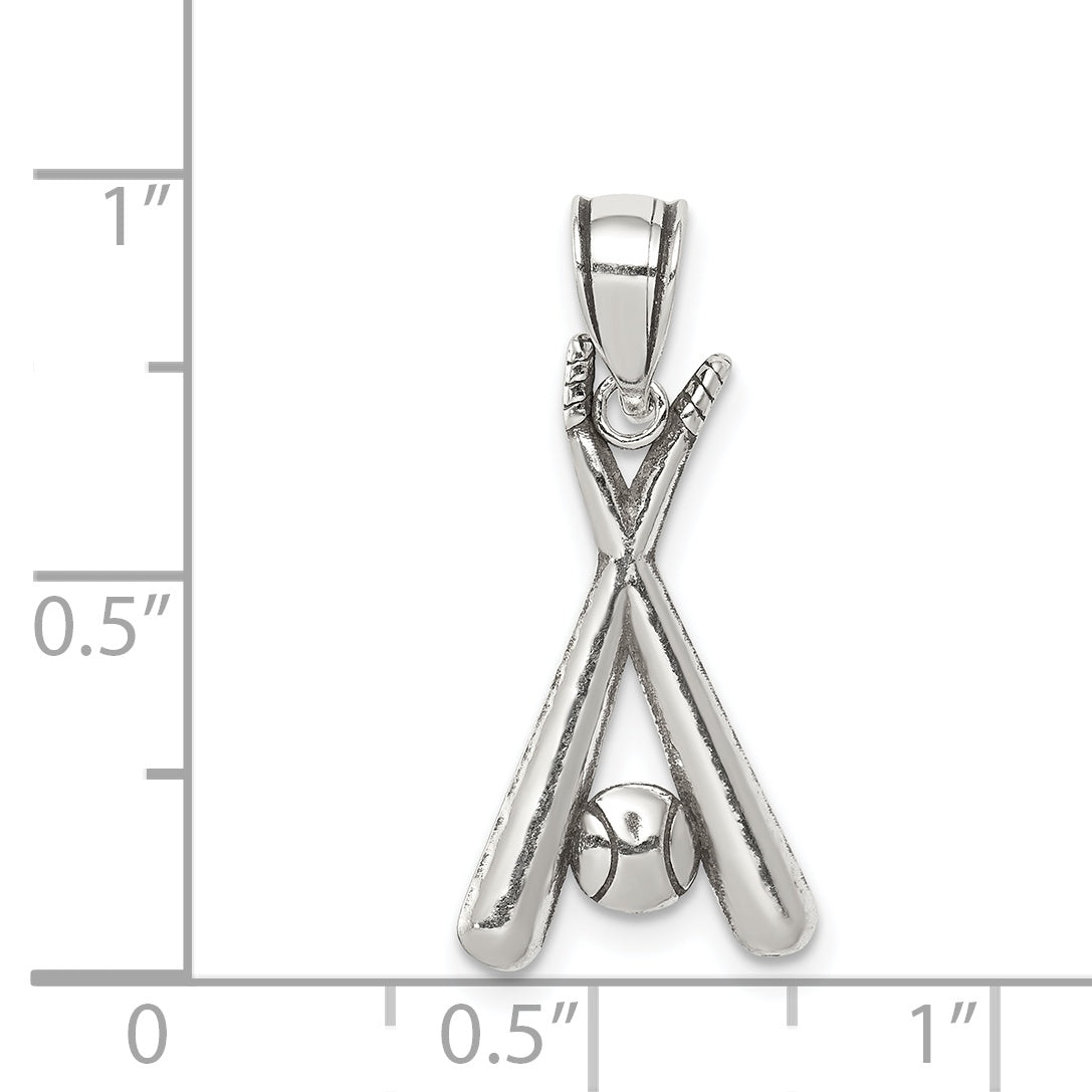 Sterlingsilber Antikisiert Bats und Baseball Anhänger