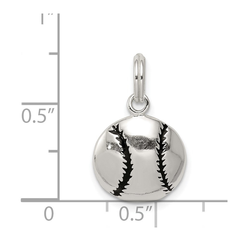 Sterlingsilber Poliert Emaille Baseball Anhänger