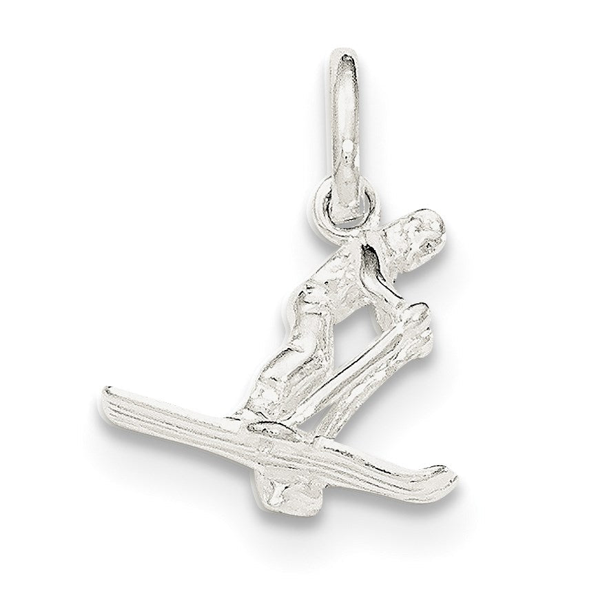 Sterlingsilber Poliert Skier Charm