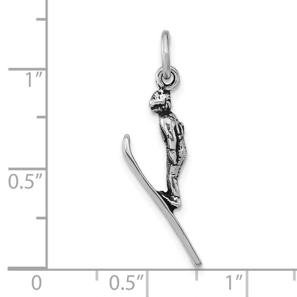 Sterlingsilber Antikisiert 3-d Skier Anhänger