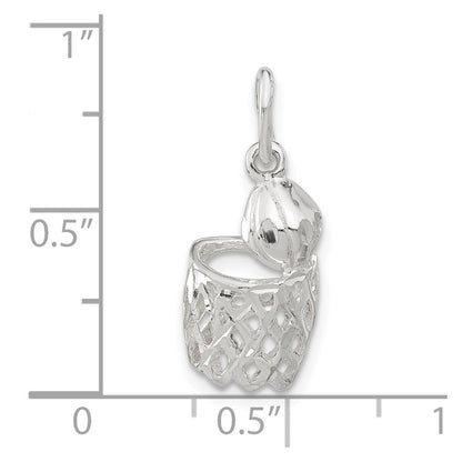 Sterlingsilber Poliert Diamantiert Basketball und Creole Anhänger