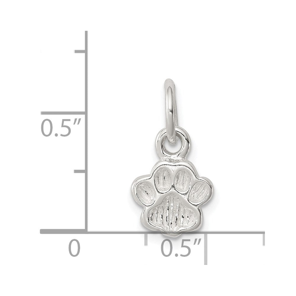 Sterlingsilber Poliert und Strukturiert Paw Druck Charm