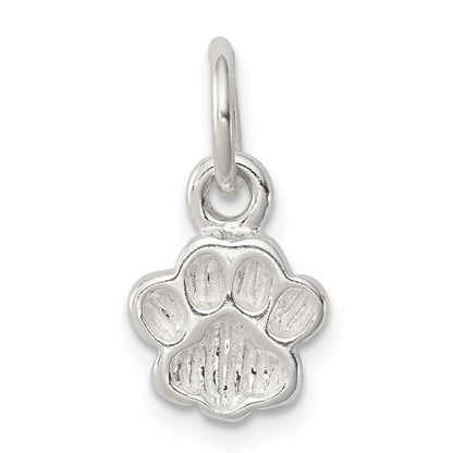 Sterlingsilber Poliert und Strukturiert Paw Druck Charm