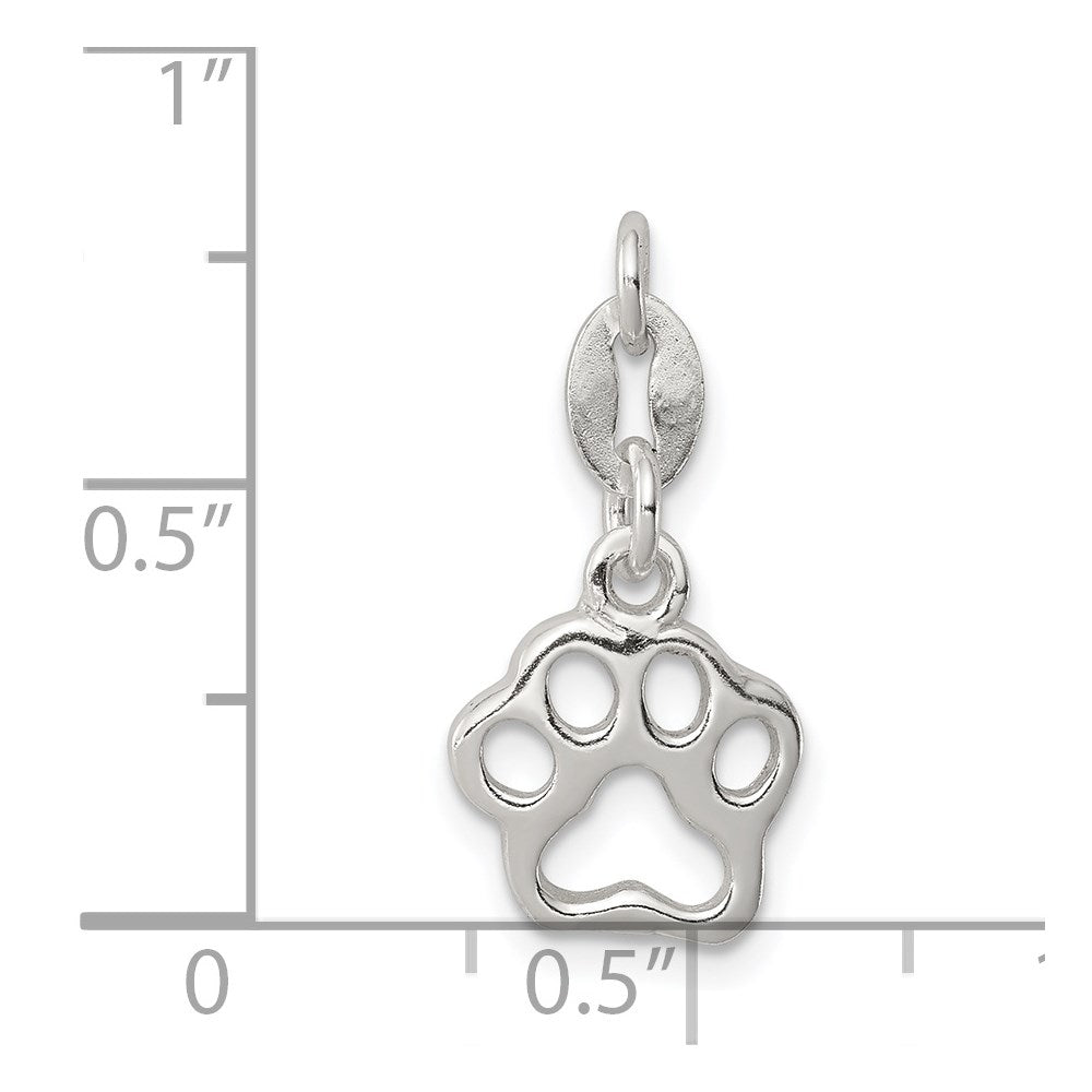 Sterlingsilber Poliert Paw Druck Charm