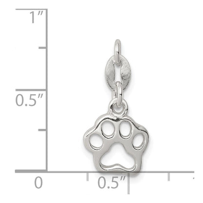 Sterlingsilber Poliert Paw Druck Charm