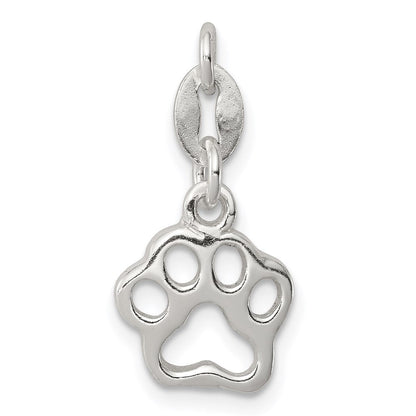 Sterlingsilber Poliert Paw Druck Charm
