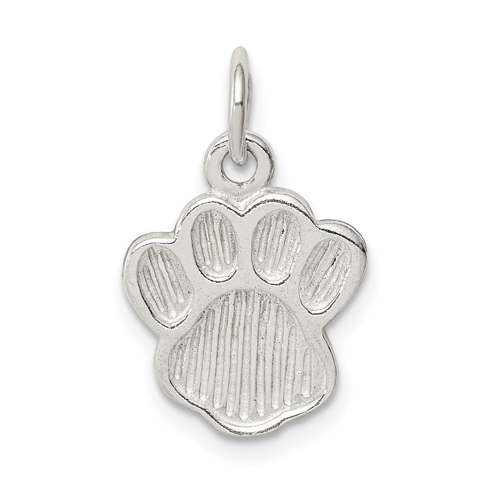 Sterlingsilber Poliert und Strukturiert Paw Druck Charm