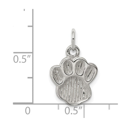 Sterlingsilber Poliert und Strukturiert Paw Druck Charm