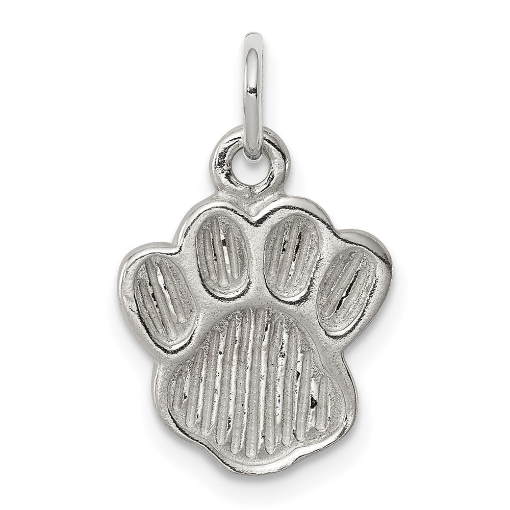 Sterlingsilber Poliert und Strukturiert Paw Druck Charm