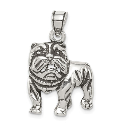 Sterlingsilber Antikisiert Bulldog Anhänger
