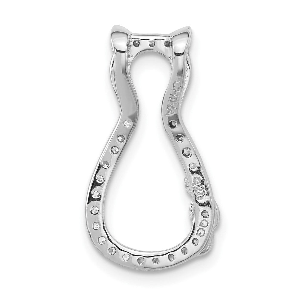 Sterlingsilber Poliert Zirkonia Katze Kette Anhänger