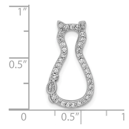 Sterlingsilber Poliert Zirkonia Katze Kette Anhänger