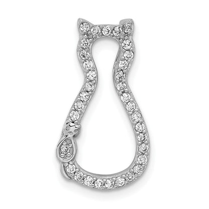 Sterlingsilber Poliert Zirkonia Katze Kette Anhänger