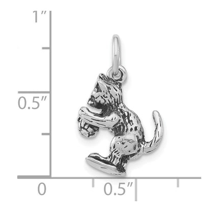 Sterlingsilber 3-d Poliert & Antikisiert Katze Playing mit Kugel Anhänger