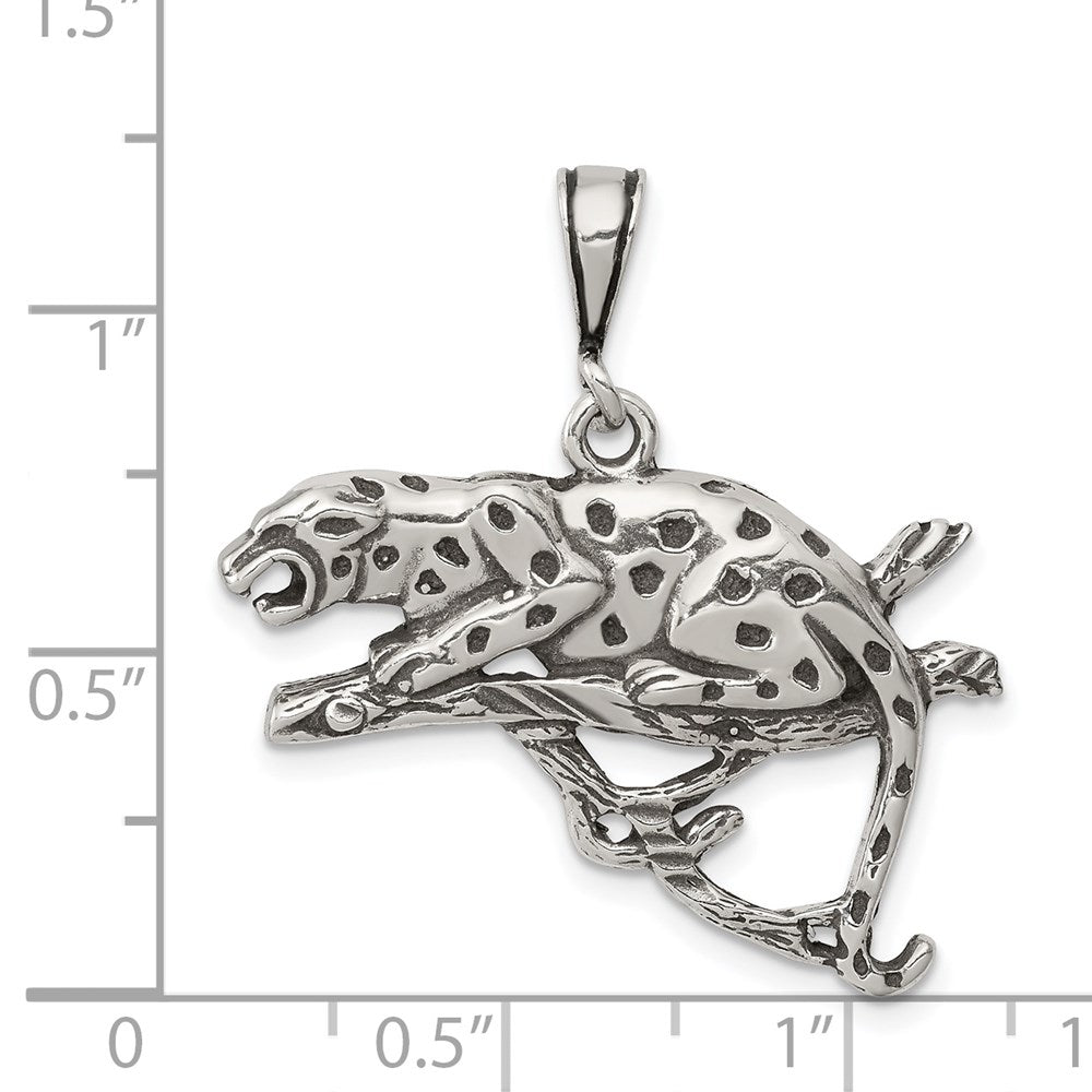 Sterlingsilber Antikisiert & Strukturiert Leopard auf Branch Anhänger
